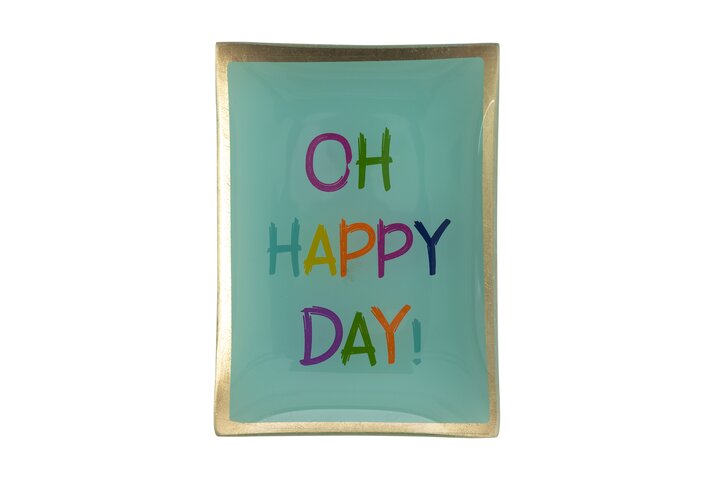 Love Plates Glasteller „Oh happy day“ von Gift Company, Hellgrün, 10x14 cm