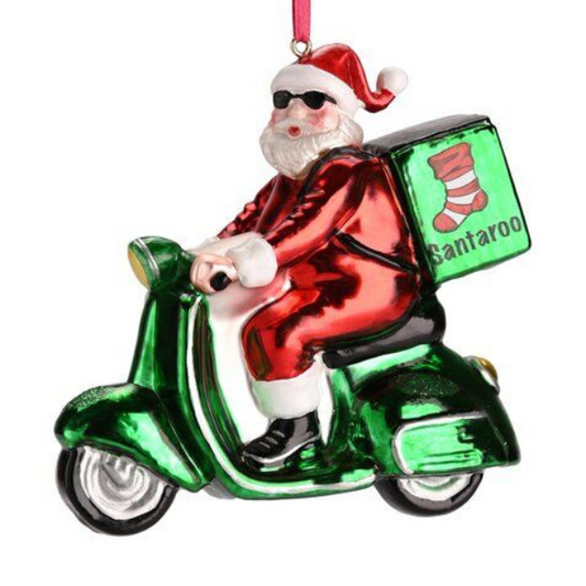 Hänger Santa auf Motorroller von Gift Company in Rot/Grün