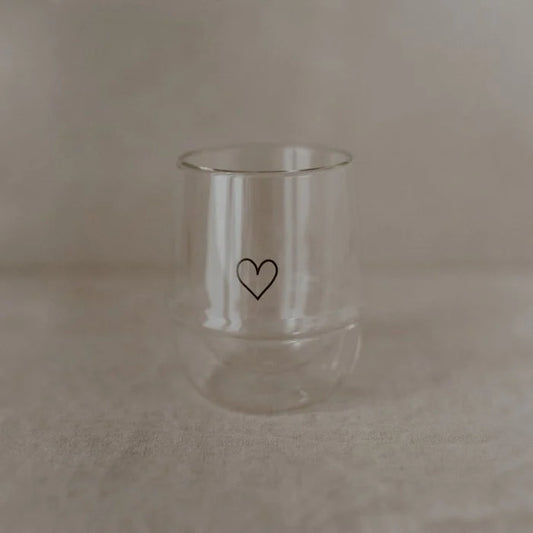 Eulenschnitt - Doppelwandiges Glas 220ml Herz