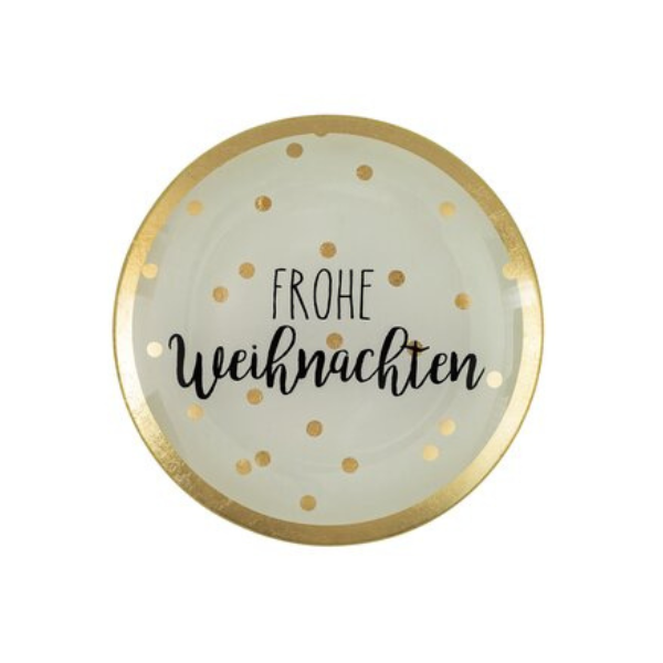 Love Plates Glasteller M von Gift Company, Frohe Weihnachten Motiv in Weiss