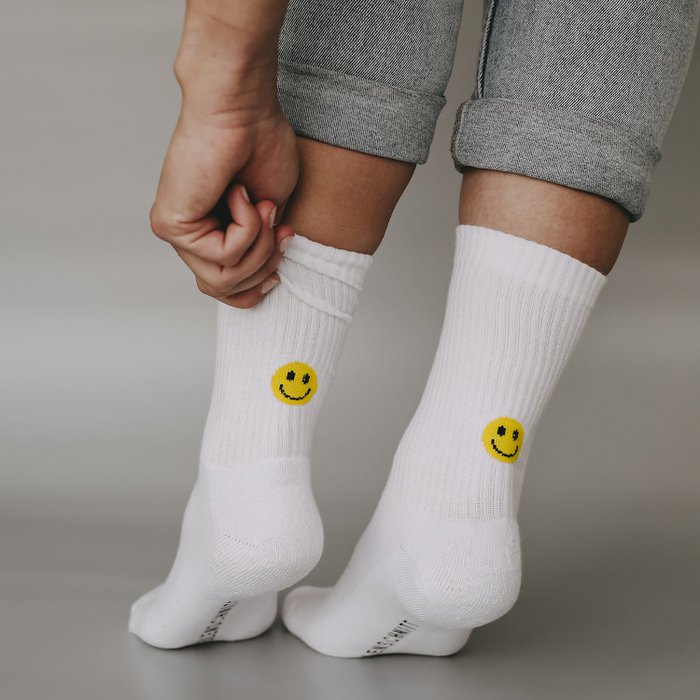 Eulenschnitt - Smiley Socken Gelb