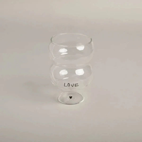 Handgefertigtes Double Bubble Glas Love, spülmaschinenfest, 450ml