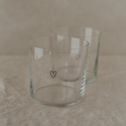 Eulenschnitt Trinkglas im 2er Set Herz schwarz - Drei & Vierzig Concept Store