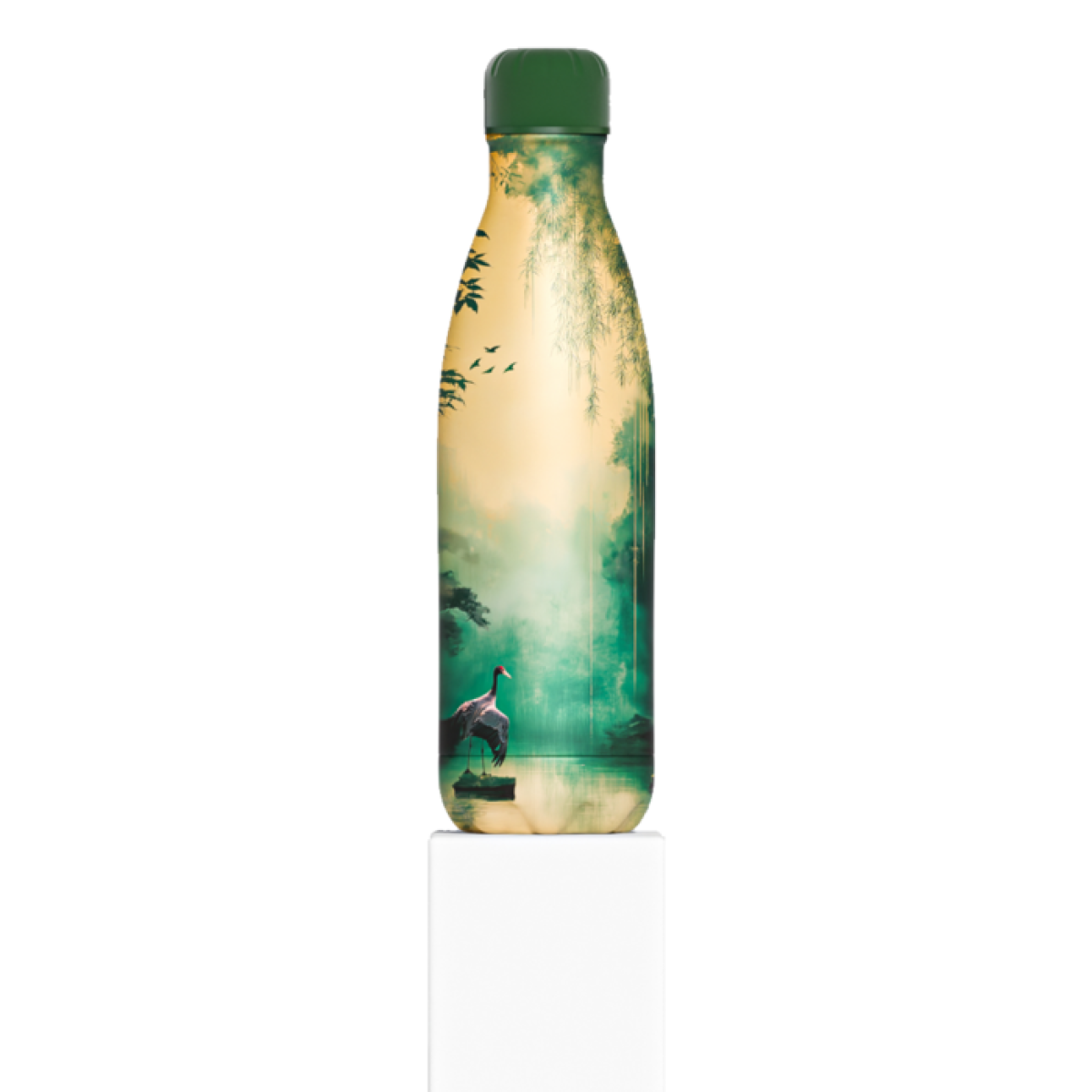 IZY Flasche Bambus Glow – isolierte Edelstahl Thermosflasche 0,5L in Grün, hält Getränke 12h heiß und 24h kalt, nachhaltige wiederverwendbare Trinkflasche
