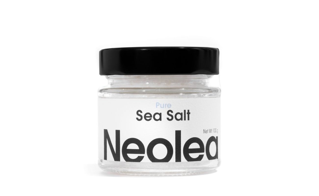 Neolea Meersalz pur 100 g handgemacht Fleur de Sel Glas Ägäis Griechenland