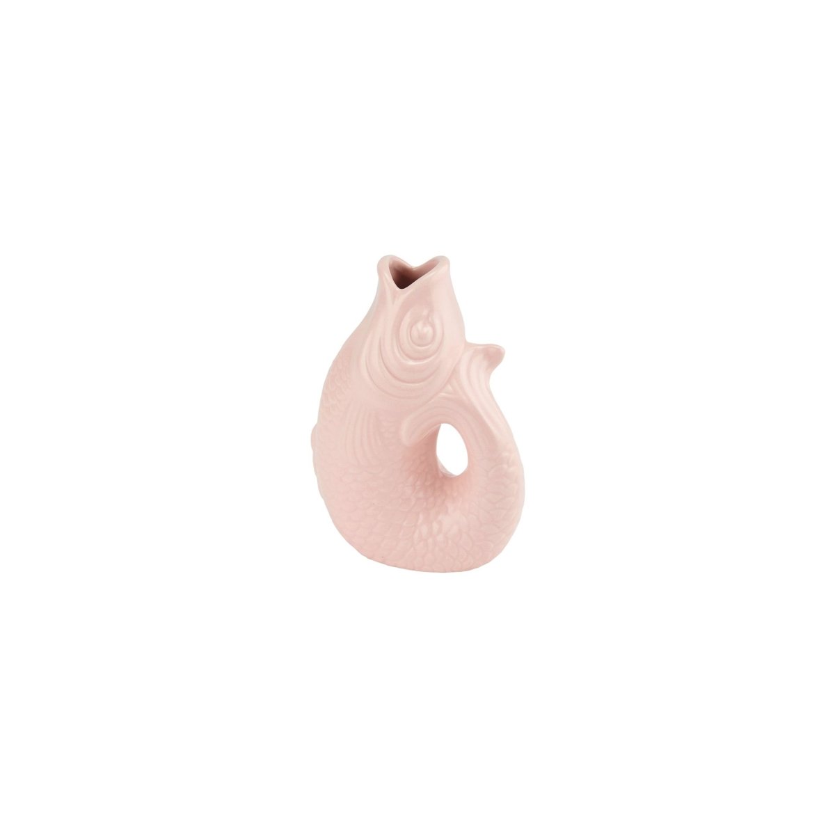 Monsieur Carafon XS Vase in Sea Pink aus Steingut in Fischform mit 0,2 Liter Fassungsvermögen