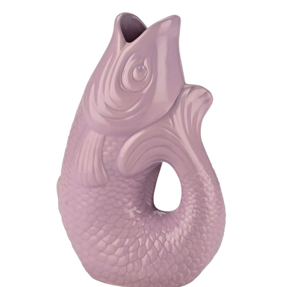 Monsieur Carafon Vase in Lavendel aus Steingut in Fischform mit 1,2 Liter Fassungsvermögen