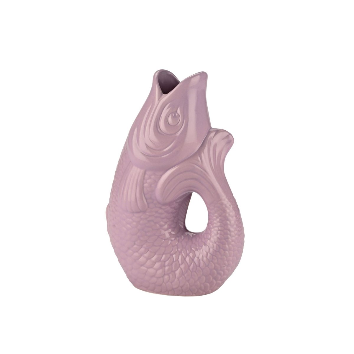 Monsieur Carafon Vase in Lavendel aus Steingut in Fischform mit 1,2 Liter Fassungsvermögen
