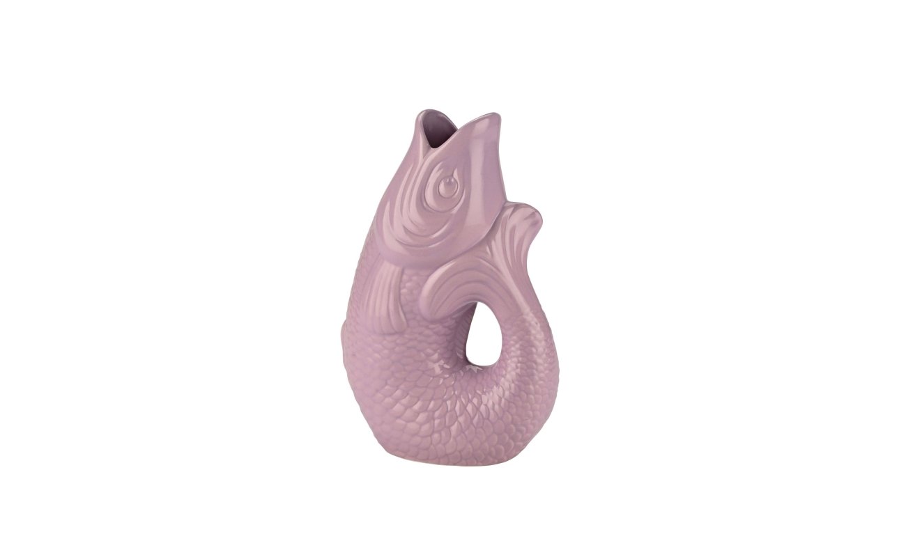 Monsieur Carafon Vase in Lavendel aus Steingut in Fischform mit 1,2 Liter Fassungsvermögen