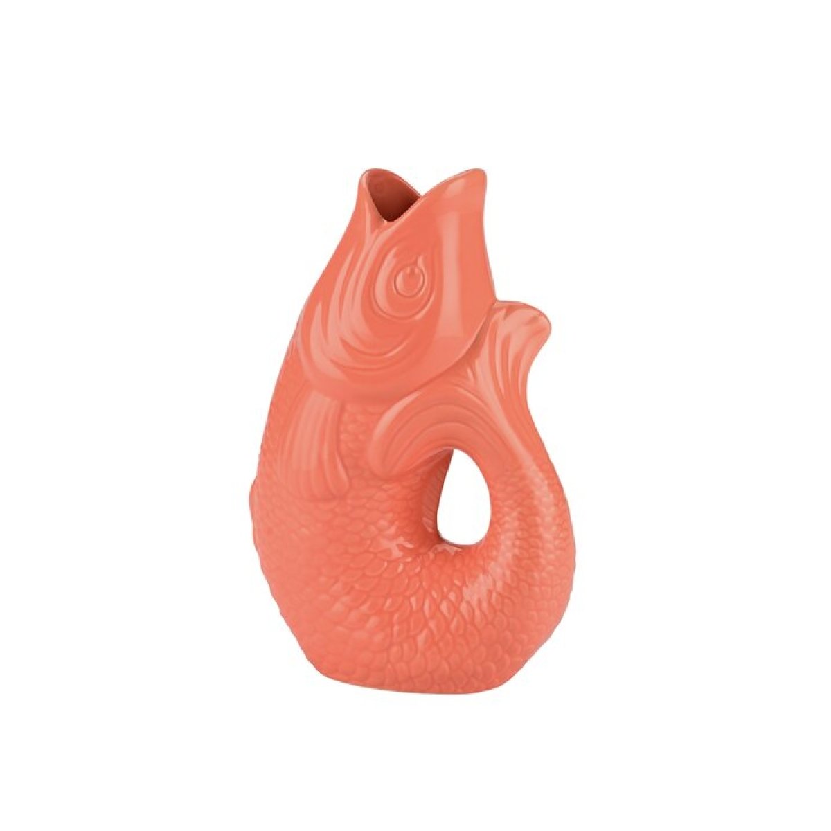 Monsieur Carafon Vase in Salmon aus Steingut in Fischform mit 1,2 Liter Fassungsvermögen