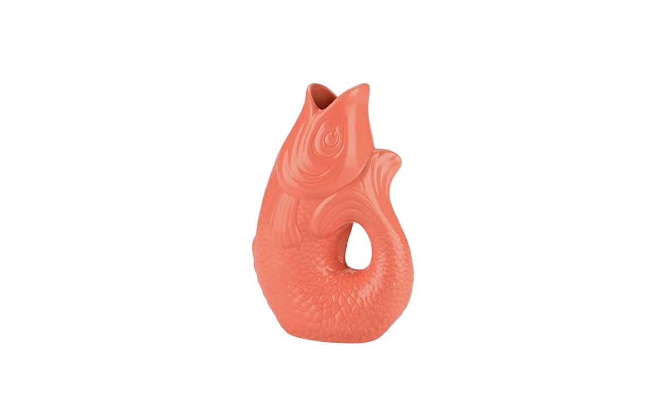 Monsieur Carafon Vase in Salmon aus Steingut in Fischform mit 1,2 Liter Fassungsvermögen