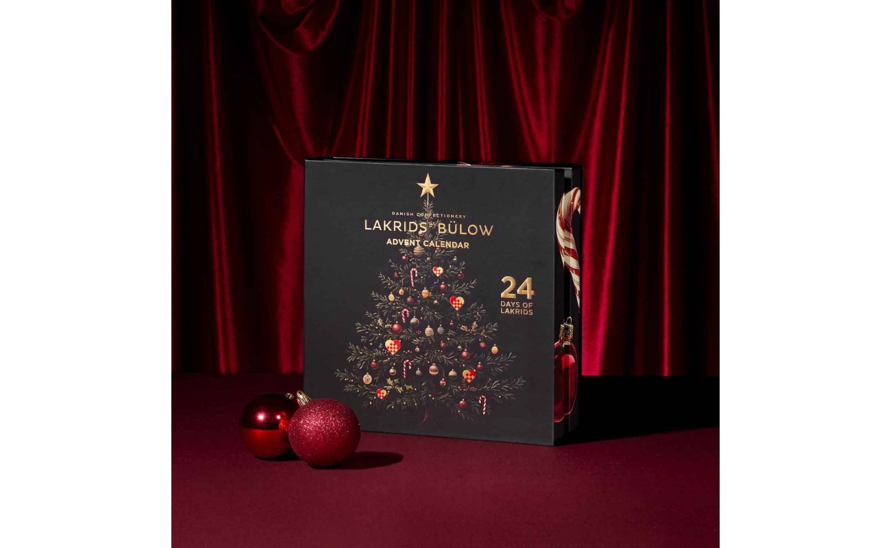 Lakrids By Bülow Adventskalender 2025 mit 24 Türchen und Lakritz-Kugeln mit Schokoladenüberzug