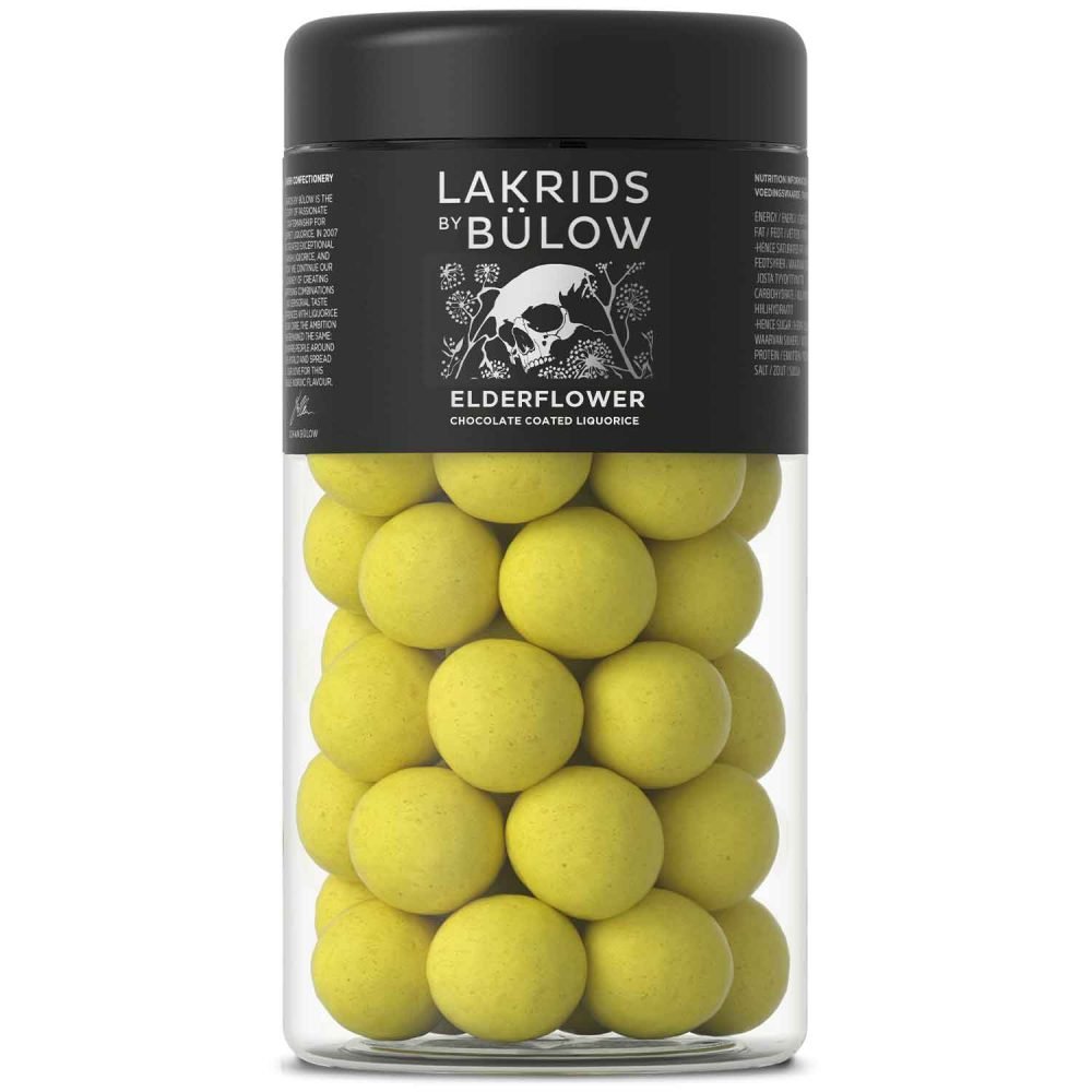 Lakrids by Bülow Elderflower 270 g Lakritz Kugeln mit weißer Schokolade und Holunderblüten Geschmack