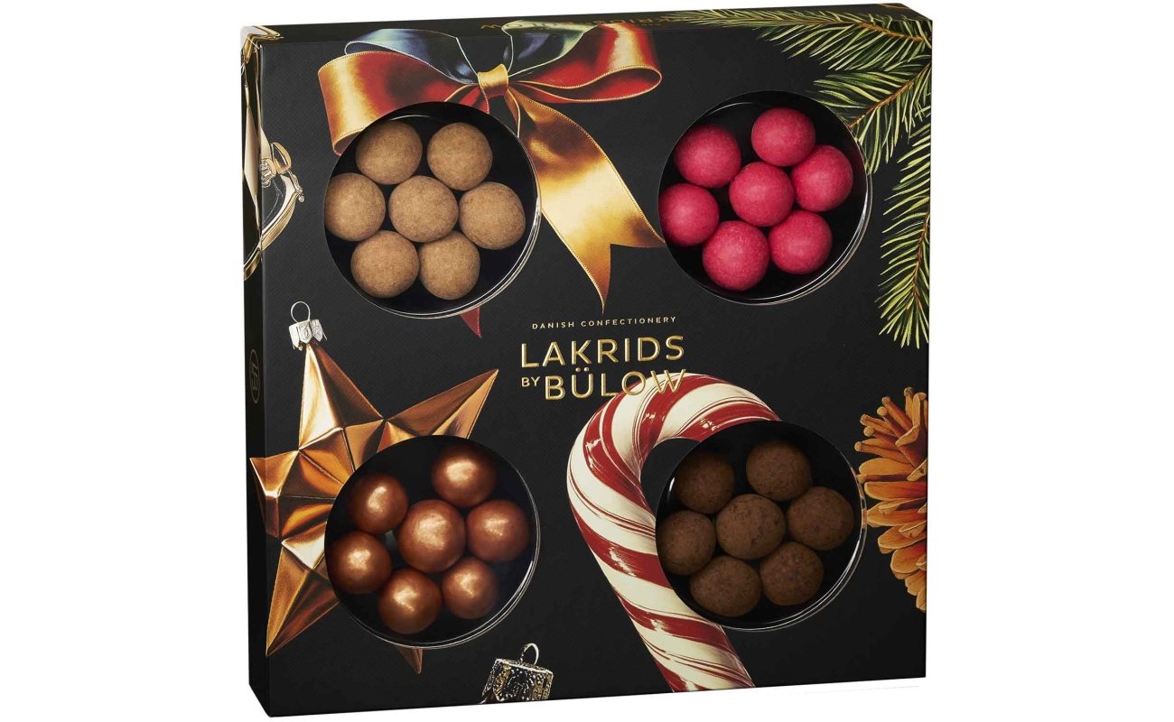 Lakrid by Bülow Winter Selection Box 175 g Geschenkbox mit vier Lakritz-Schokoladen Sorten